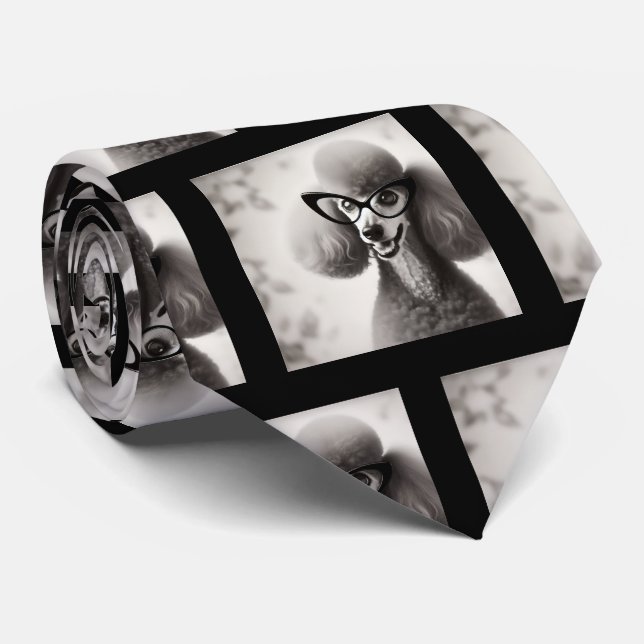 Corbata Funny Poodle with Glasses Nerd Neck Tie (Enrollado)