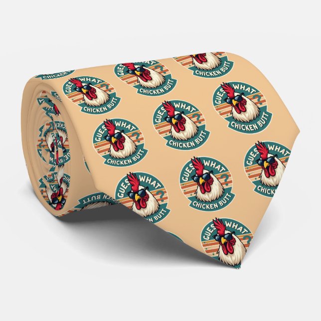 Corbata  Funny Retro Chicken Butt Joke Design (Enrollado)