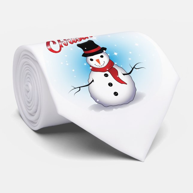 Corbata Funny Single Snowman with Soft Blue Tinge WHITE (Enrollado)