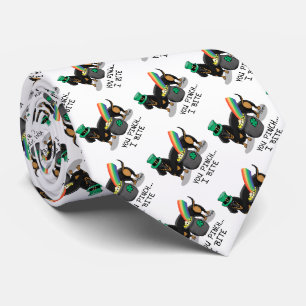 Corbata Funny St. Patrick's Day Dachshund (negro y broncea