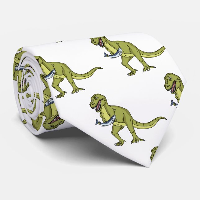 Corbata Funny T rex dinosaur ilustracion (Enrollado)