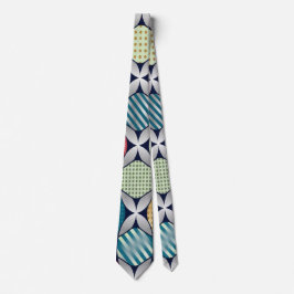 Corbata Fusión de Círculo Geométrico Retro Vibrante