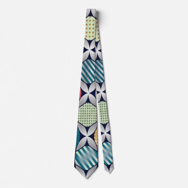 Corbata Fusión de Círculo Geométrico Retro Vibrante (Anverso)