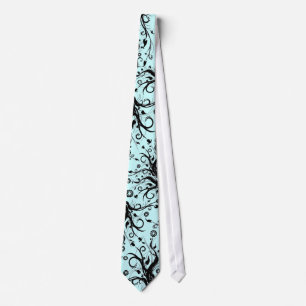 Corbata Fusión - negro y lazo de la aguamarina