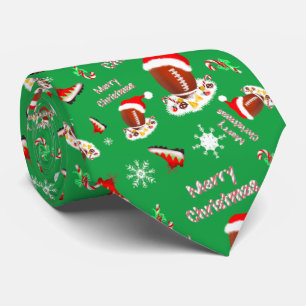 Corbata Fútbol de Navidad con patrón de comida ligera 