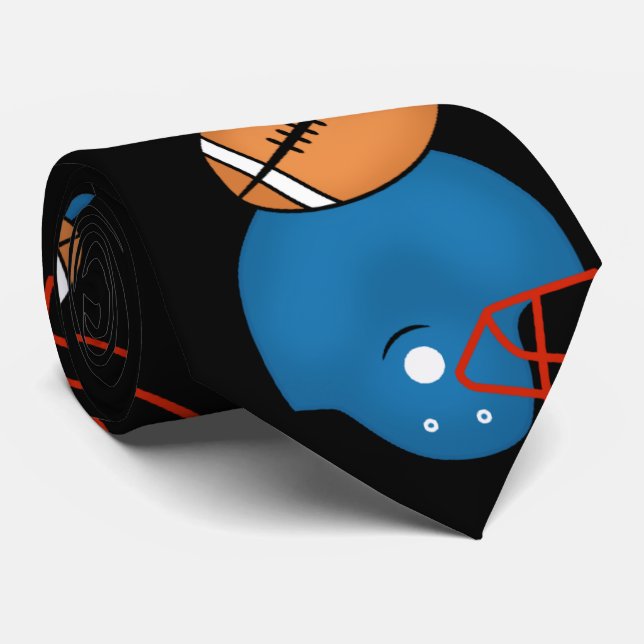 Corbata Fútbol y cascos tema fondo negro (Enrollado)