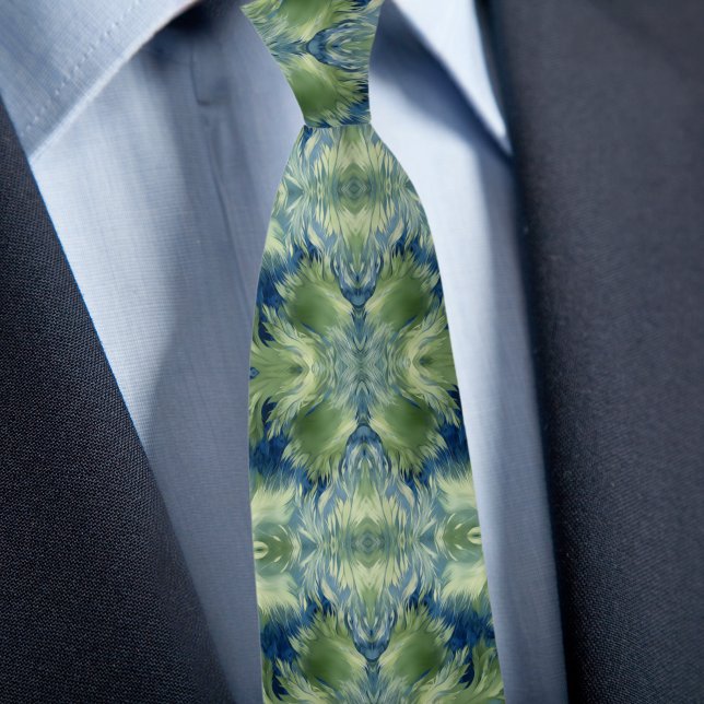 Corbata Fuzzy Green X on Denim Abstract Pattern (Subido por el creador)