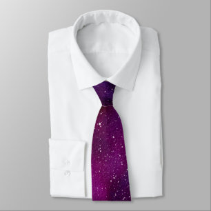 Corbata Galaxias acuarela púrpura rosa 