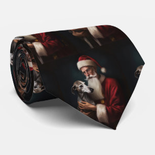 Corbata Galgo con Santa Claus Navidad Festiva
