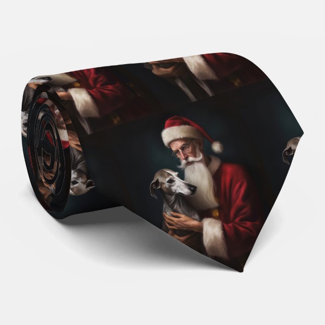 Corbata Galgo con Santa Claus Navidad Festiva (Enrollado)
