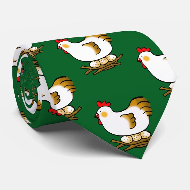 Corbata Gallina de Dibujos Animados Adorable en el Nido co (Enrollado)