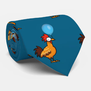Corbata Gallo de Dibujos Animados Sosteniendo Globo Azul