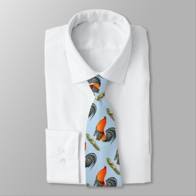 Corbata Gallo del rojo azul del gallo de pelea (Atado)