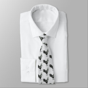 Corbata Gallo empresarial arte de línea negro y blanco