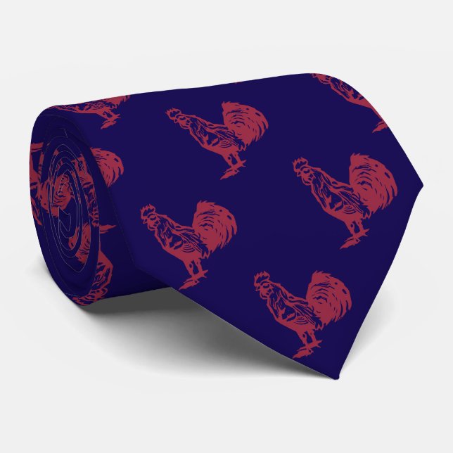Corbata Gallo Rojo Estilo Letterpress (Enrollado)