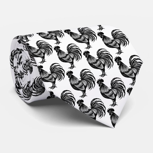 Corbata Gallo Silueta Retro Granja   (Enrollado)
