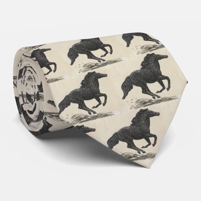 Corbata Galloping Black Horse Tie (Enrollado)