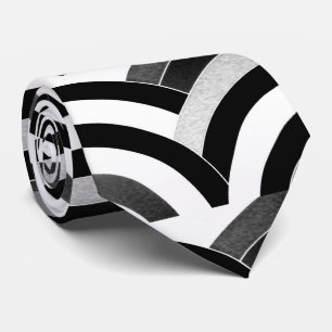 Corbata galón negro/blanco curvado moderno sofisticado