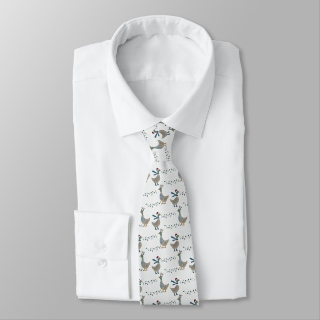 Corbata Ganso de Navidad sobre blanco (Atado)