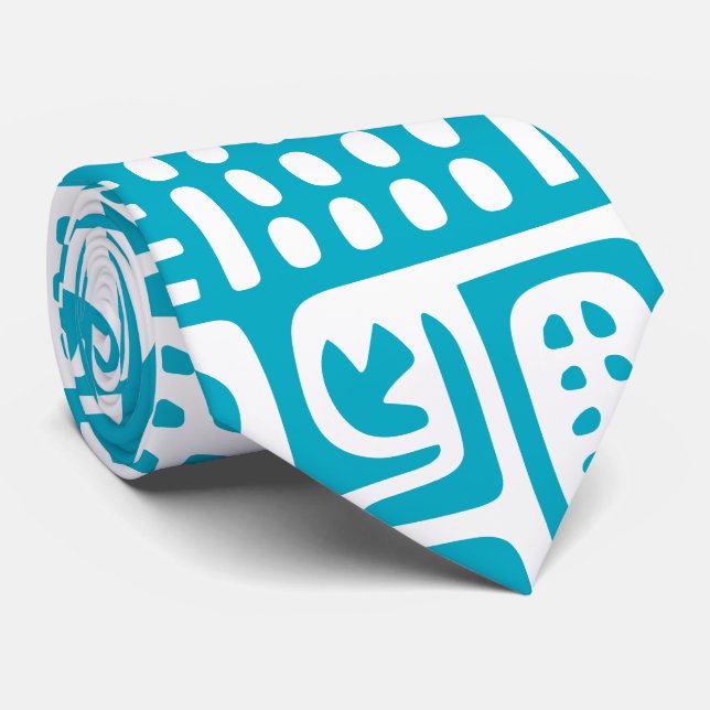 Corbata garabatos azules y blancos de 7 (Enrollado)