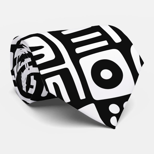 Corbata garabatos en blanco y negro de 7 (Enrollado)