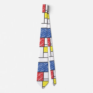 Corbata Garabatos minimalistas de Mondrian De Stijl Arte m