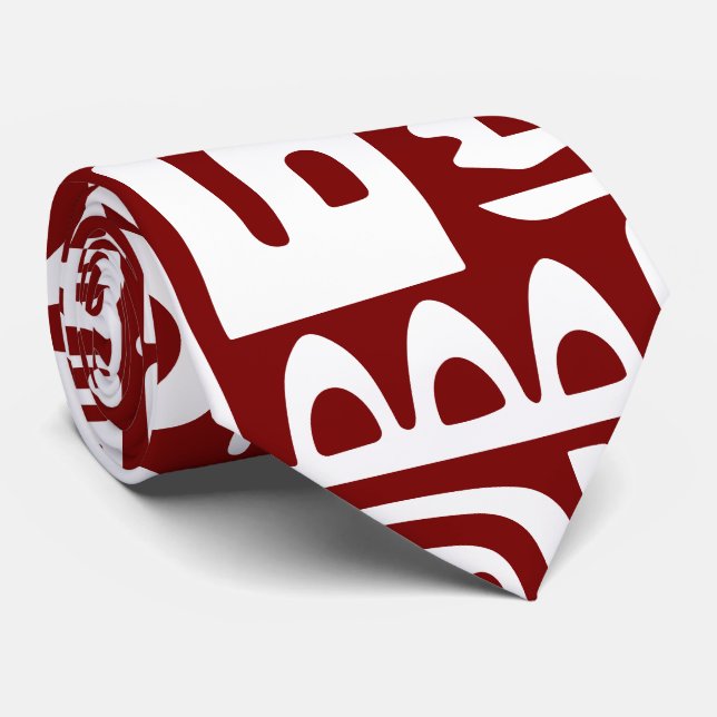 Corbata garabatos rojos y blancos profundos de 7 (Enrollado)