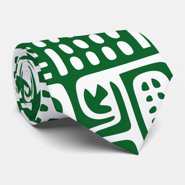 Corbata garabatos verdes y blancos de 7 (Enrollado)