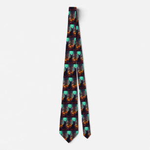 Corbata Gato de Halloween Tuxedo con calabazas aterradoras