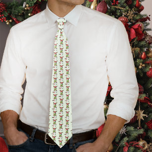 Corbata Gato de Navidad divertido y festivo de calicó verd
