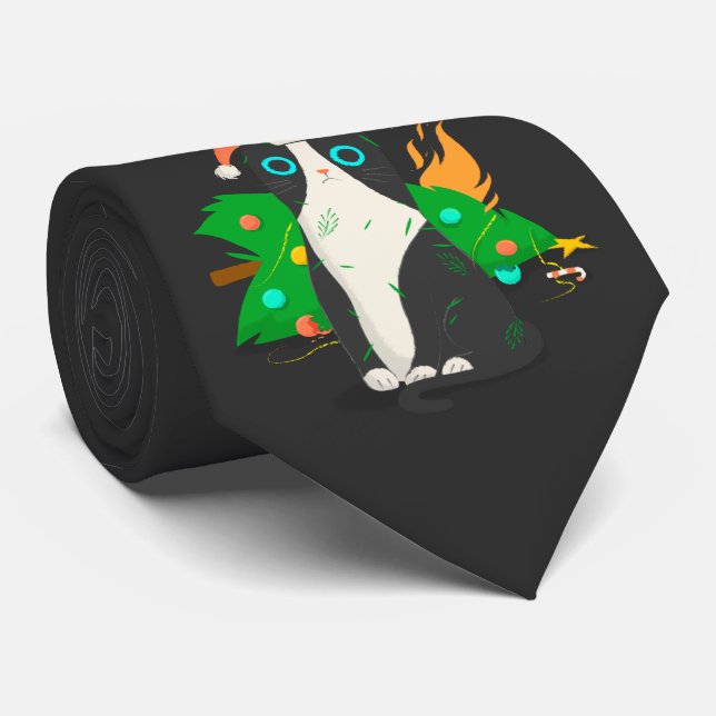 Corbata Gato de Navidades gruñones (Enrollado)