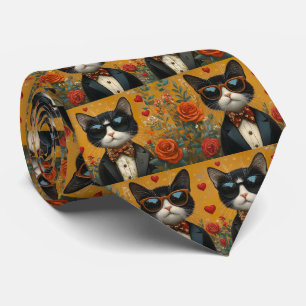 Corbata Gato esmoquin con rosas del corazón Día de San Val