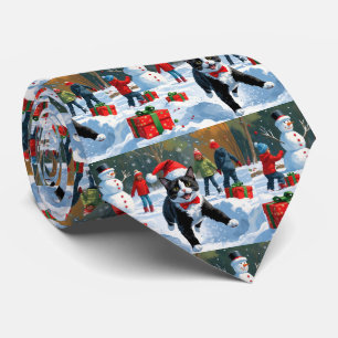 Corbata Gato Esmoquin Corriendo en la Nieve con Sombrero d