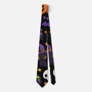 Corbata Gato fantasma calabaza de Halloween negro lindo