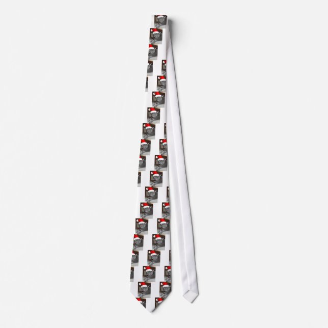 Corbata Gato gris azul ruso navidad (Anverso)