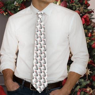 Corbata Gato Gris Divertido Gruñón Navidad Humor Festivo