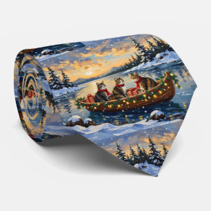 Corbata Gato Maine Coon Navidad Barco Fiesta