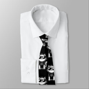 Corbata Gato más frío del mundo con gafas de sol negro