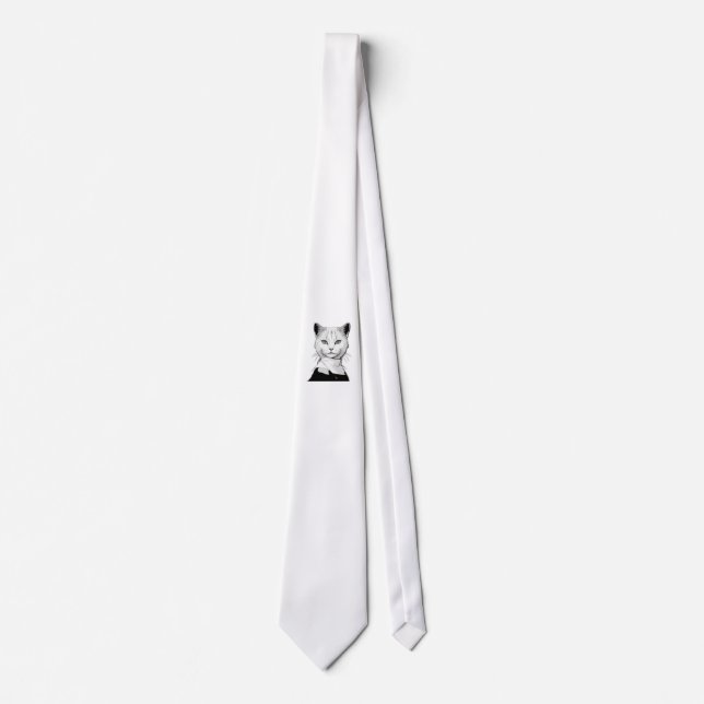 Corbata Gato místico blanco y negro de Salem (Anverso)