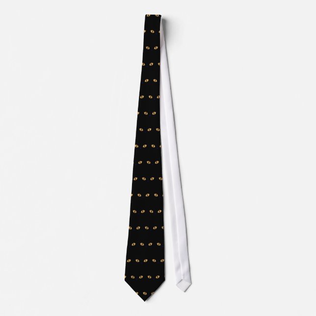Corbata Gato negro con ojos grandes Naranjas (Anverso)