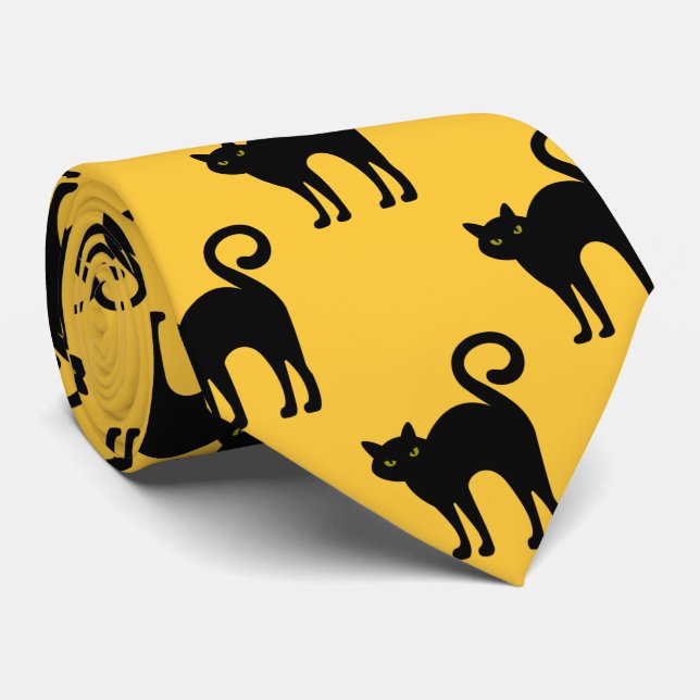 Corbata Gato negro de Halloween (Enrollado)