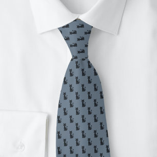 Corbata Gato negro de Halloween en gris pizarra