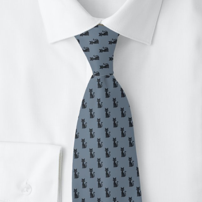 Corbata Gato negro de Halloween en gris pizarra (Subido por el creador)