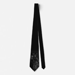 Corbata Gato negro divertido con la cámara