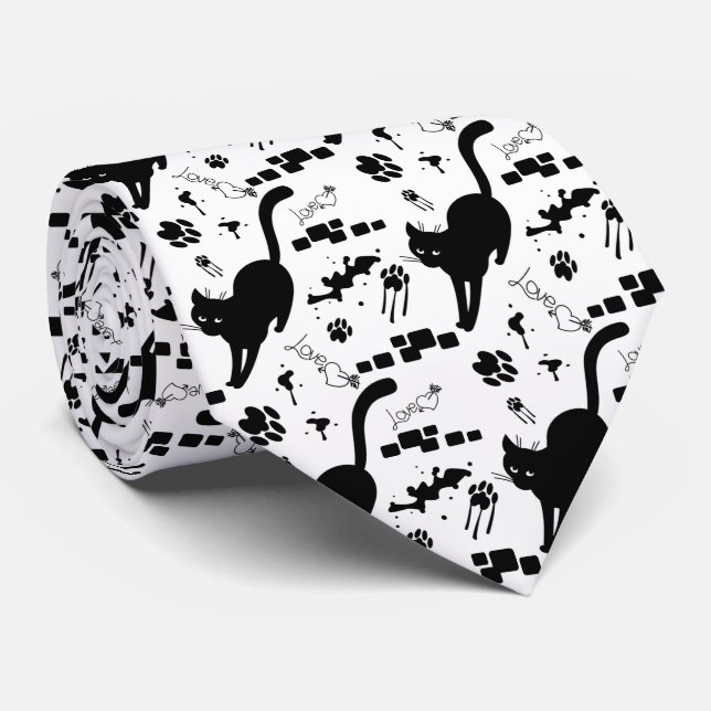 Corbata Gato negro en la calle (Enrollado)