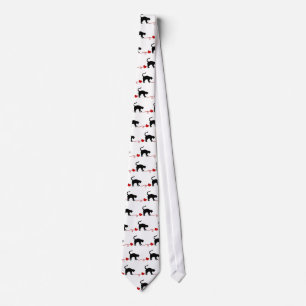 Corbata Gato negro y hilado en forma de corazón (rojos)