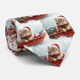 Corbata Gato persa encorvado deja que nieve Navidades