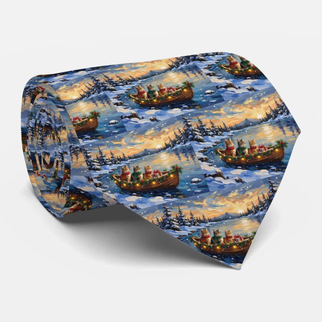 Corbata Gato Persa Navidad Barco Fiesta (Enrollado)