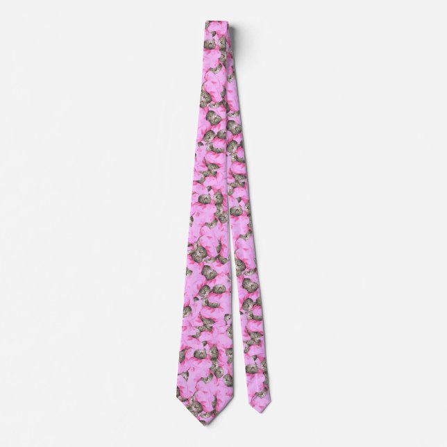 Corbata Gato rosa divertido personalizado (Anverso)