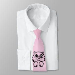 Corbata Gato rosa lindo de ojos grandes